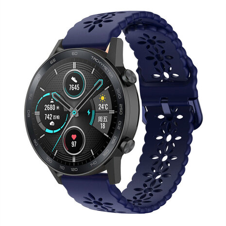 Strap-it® Strap-it Honor Magic Watch 2 42mm Silikonarmband mit Muster (Dunkelblau)