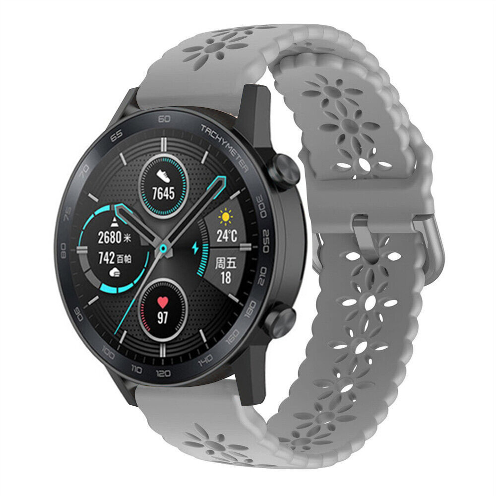 Strap-it® Strap-it Honor Magic Watch 2 42mm Silikonarmband mit Muster (Grau)