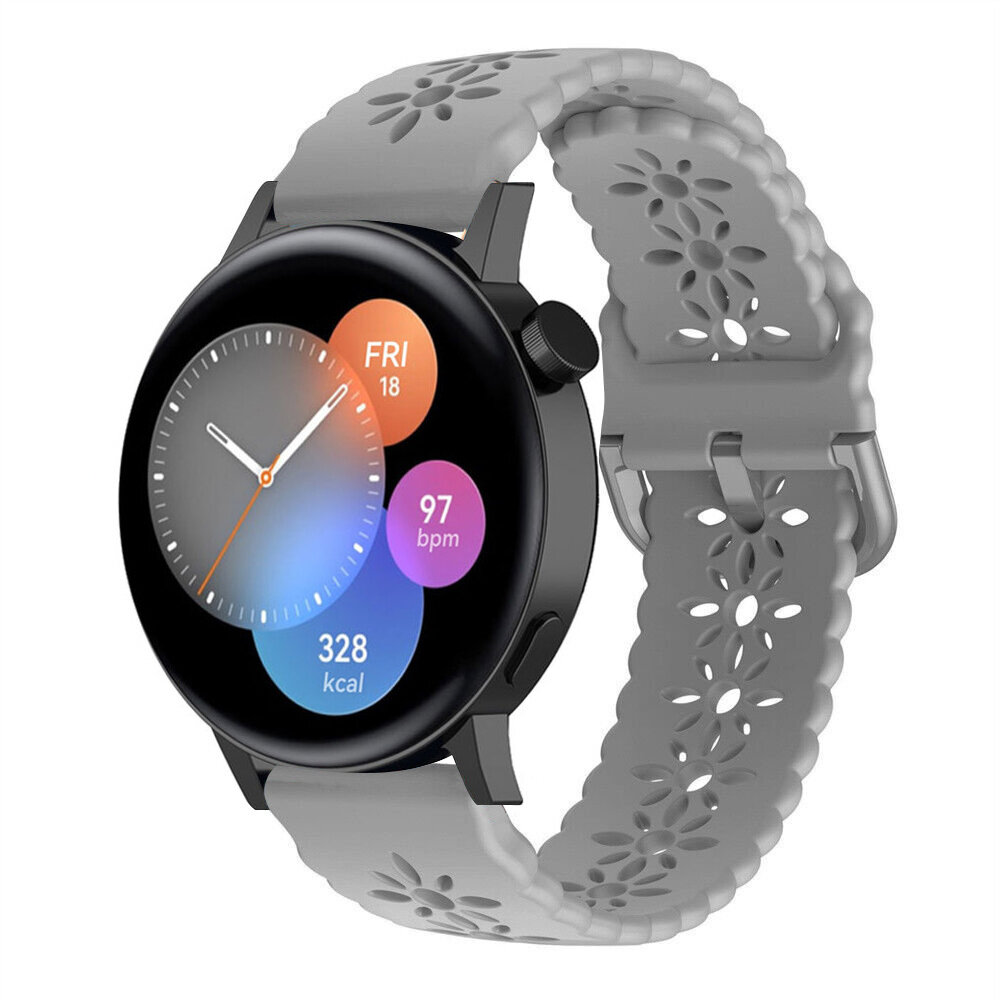 Strap-it® Strap-it Huawei Watch GT 3 42mm Silikonarmband mit Muster (Grau)