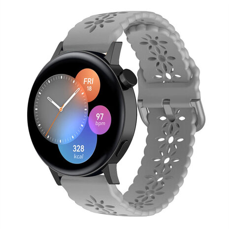 Strap-it® Strap-it Huawei Watch GT 3 42mm Silikonarmband mit Muster (Grau)