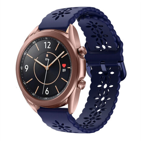 Strap-it® Strap-it Samsung Galaxy Watch 3 41mm Silikonarmband mit Muster (Dunkelblau)