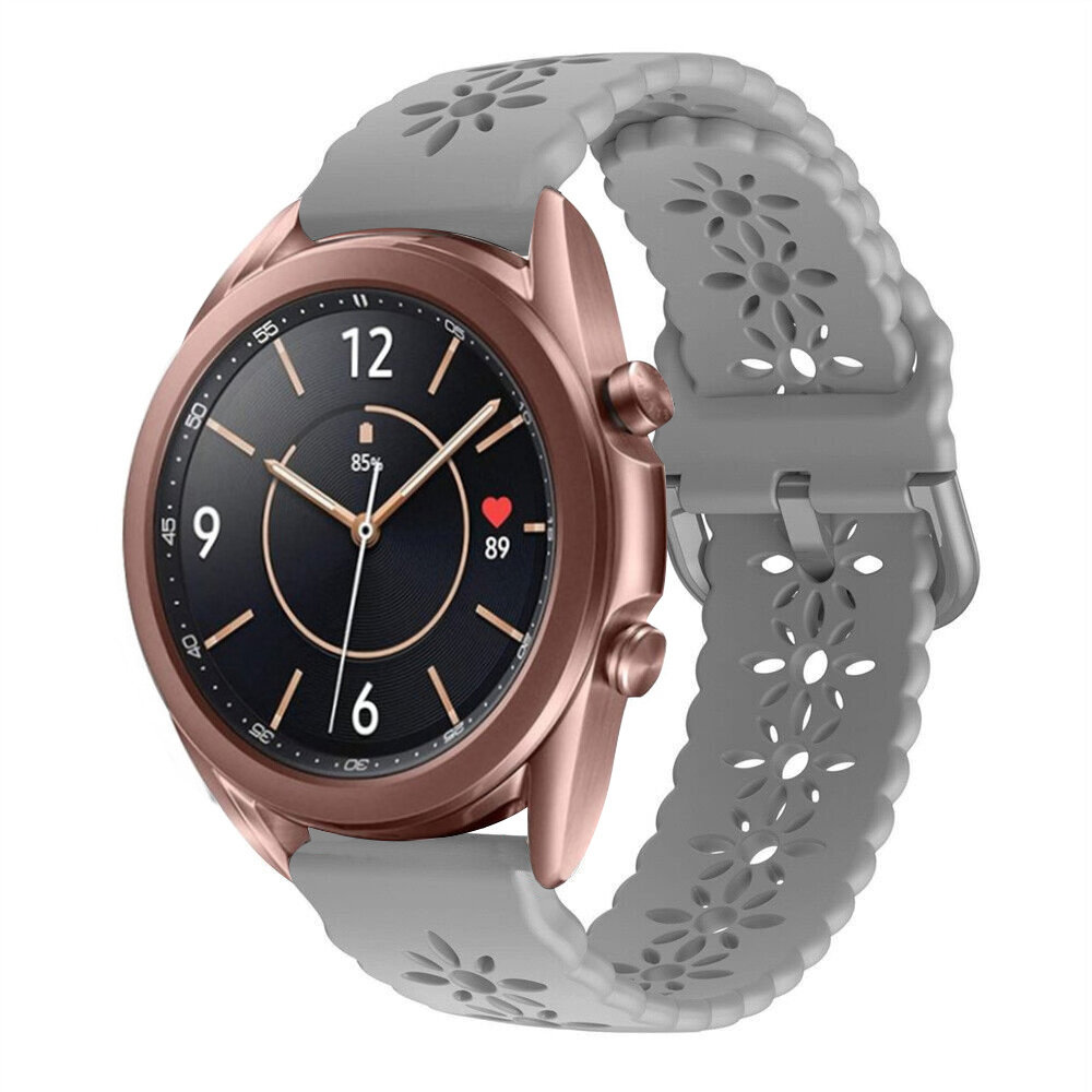 Strap-it® Strap-it Samsung Galaxy Watch 3 41mm Silikonarmband mit Muster (Grau)