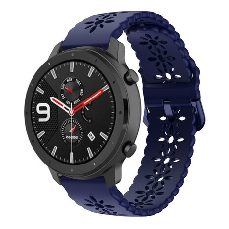 Strap-it® Strap-it Xiaomi Amazfit GTR 42mm Silikonarmband mit Muster (Dunkelblau)