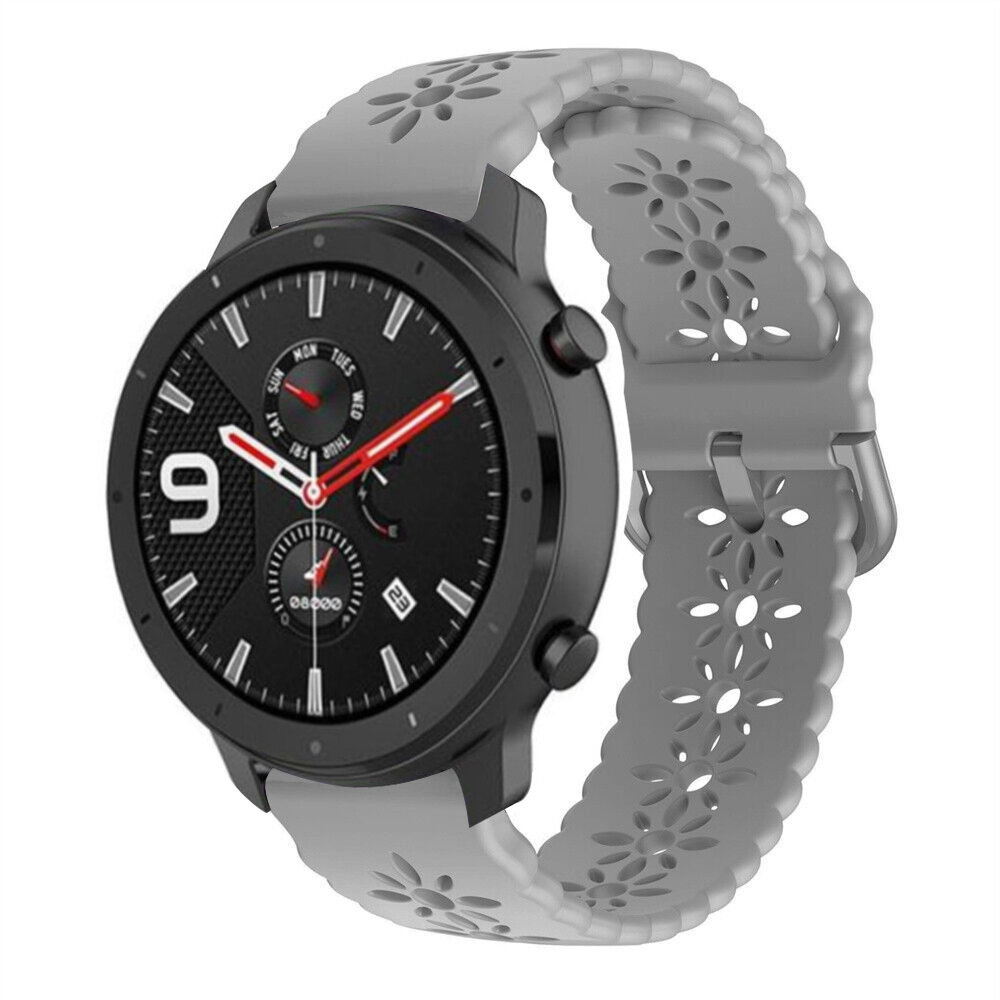 Strap-it® Strap-it Xiaomi Amazfit GTR 42mm Silikonarmband mit Muster (Grau)