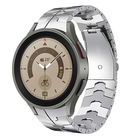 Strap-it® Strap-it Samsung Galaxy Watch 5 Pro Stahl 'Iron' Armband (Silber)