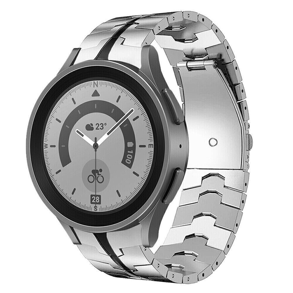Strap-it® Strap-it Samsung Galaxy Watch 5 Pro Stahl 'Iron' Armband (Silber/Schwarz)
