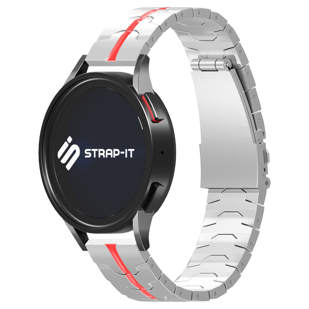 Strap-it® Strap-it Fossil Gen 5 Stahl 'Iron' Armband (Silber/Rot)