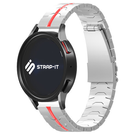 Strap-it® Strap-it Fossil Gen 5 Stahl 'Iron' Armband (Silber/Rot)