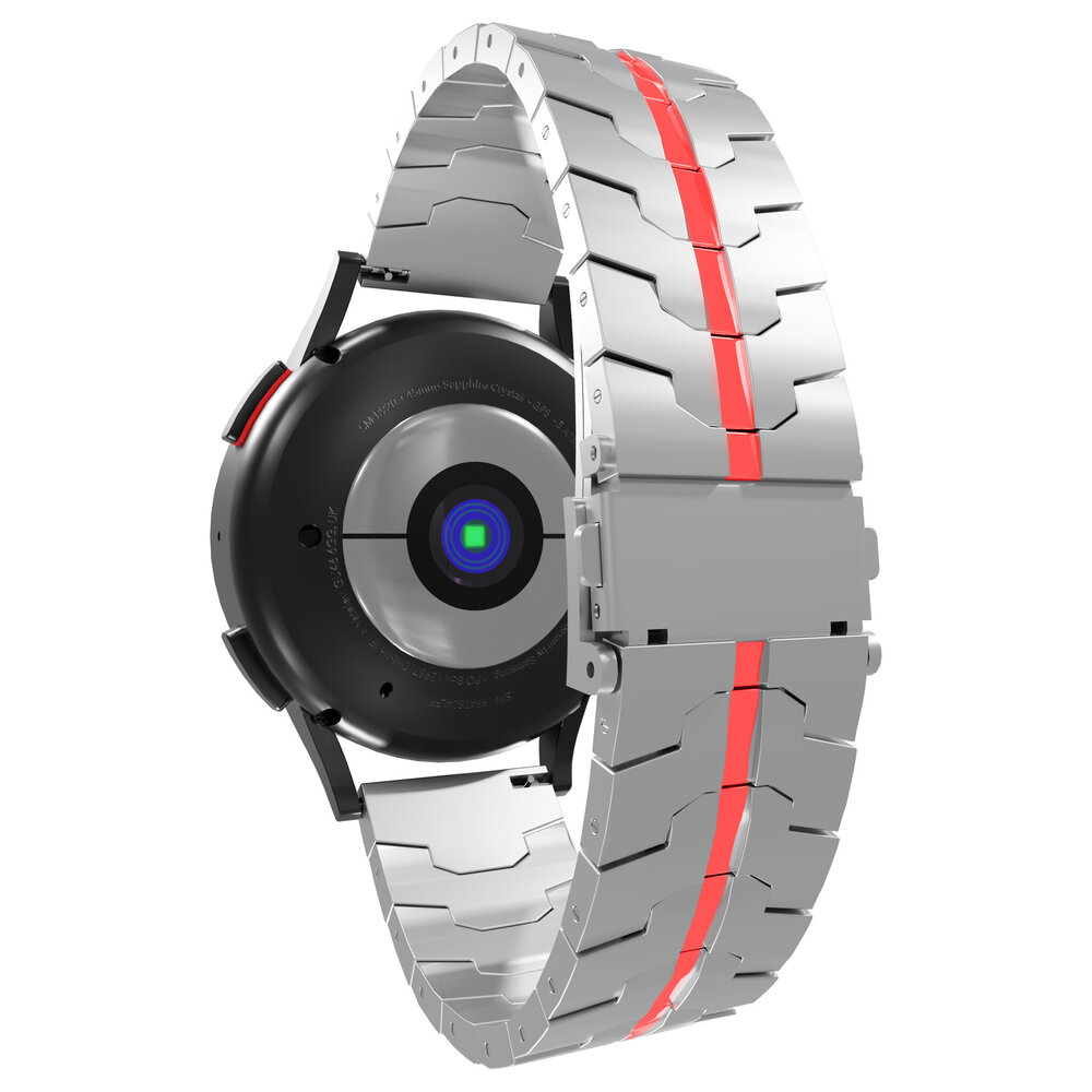 Strap-it® Strap-it Fossil Gen 5 Stahl 'Iron' Armband (Silber/Rot)