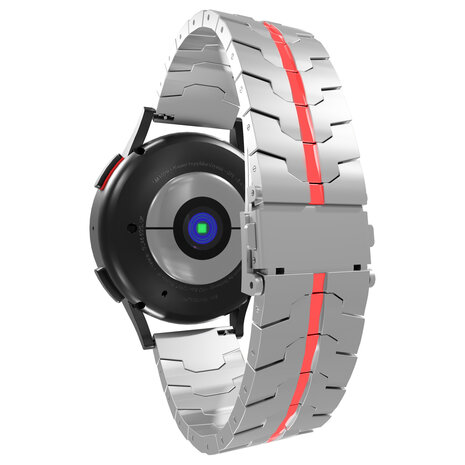 Strap-it® Strap-it Fossil Gen 5 Stahl 'Iron' Armband (Silber/Rot)