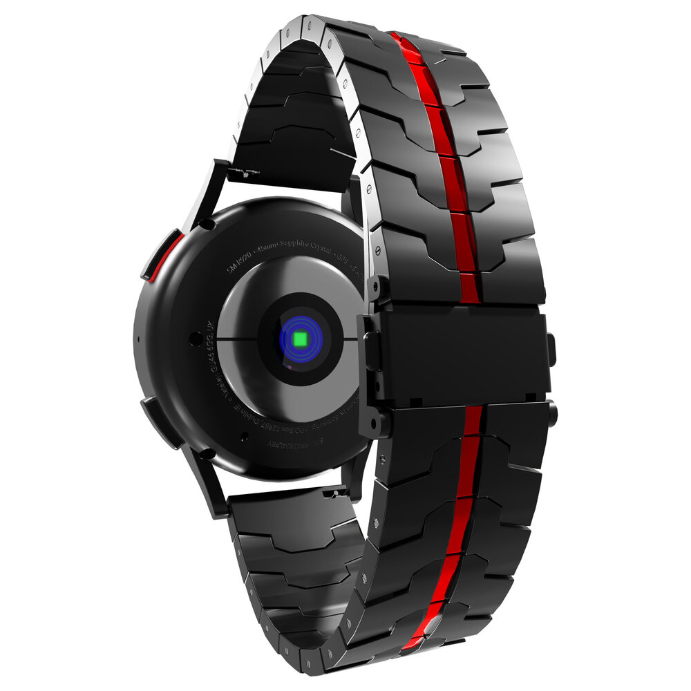 Strap-it® Strap-it Amazfit GTR 2 Stahl 'Iron' Armband (Schwarz/Rot)