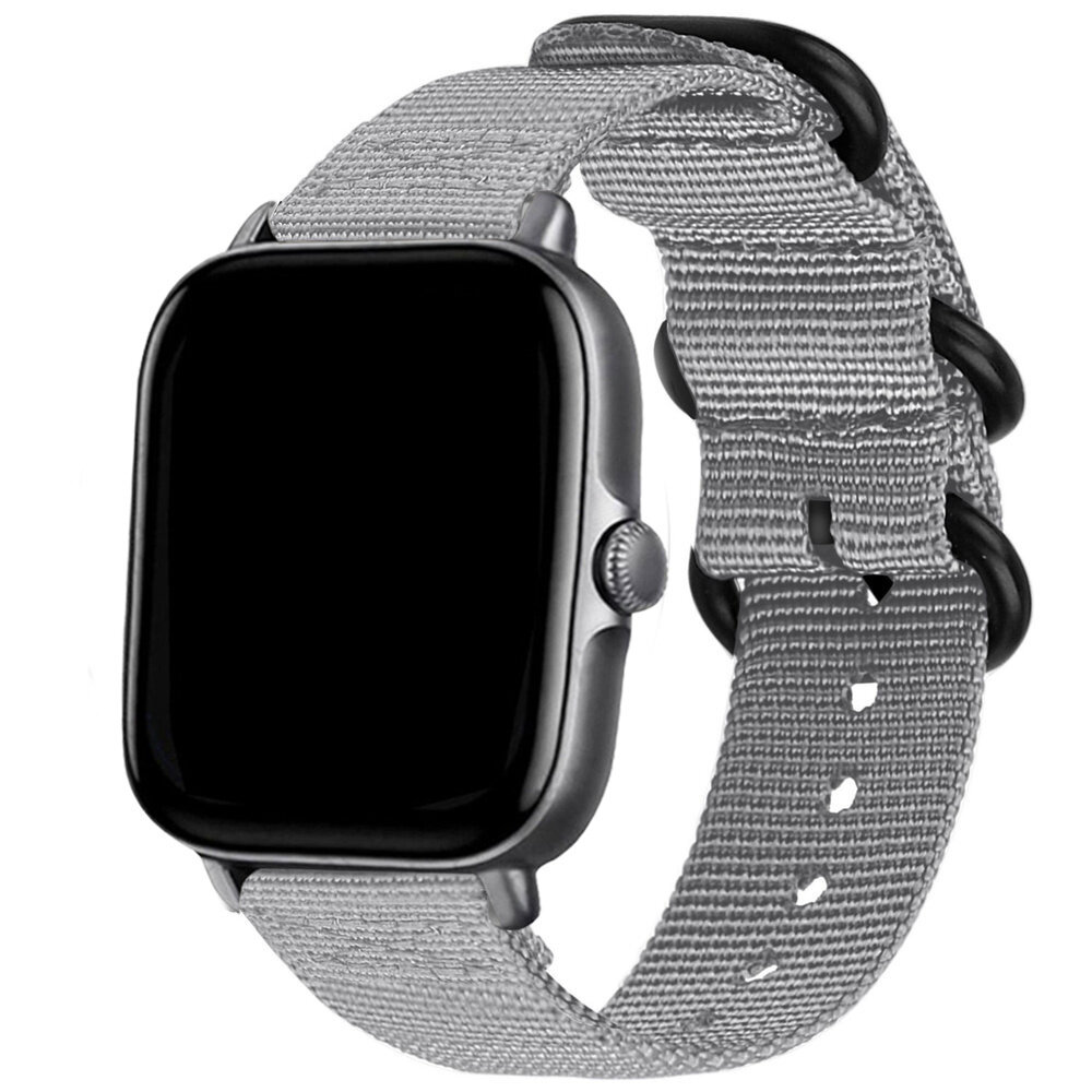 Strap-it® Strap-it Amazfit GTS 2 Nylonarmband mit Schnalle (Grau)