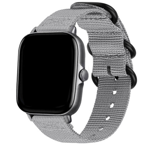 Strap-it® Strap-it Amazfit GTS 2 Nylonarmband mit Schnalle (Grau)