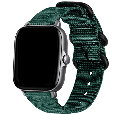 Strap-it® Strap-it Amazfit GTS 3 Nylonarmband mit Schnalle (Dunkelgrün)