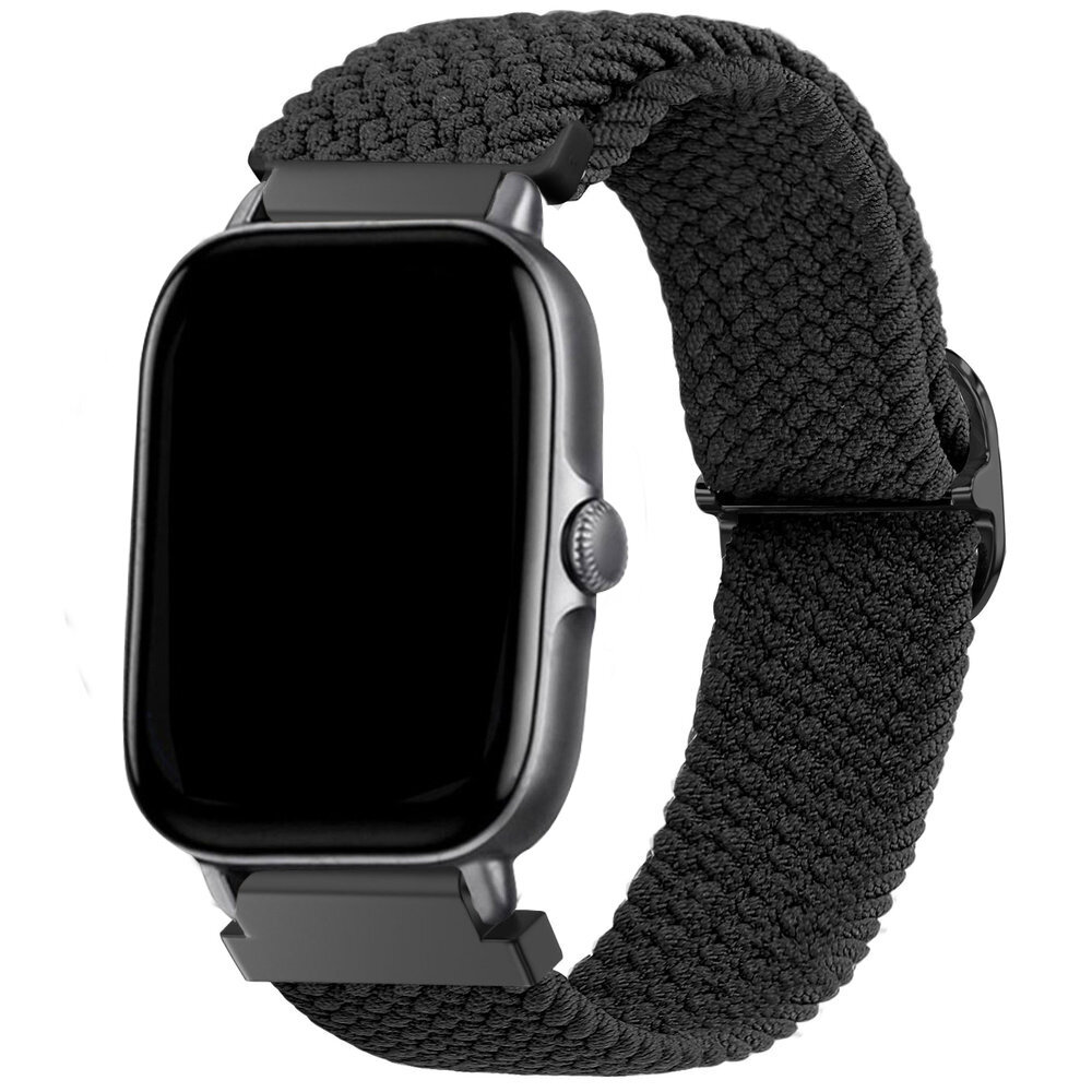 Strap-it® Strap-it Xiaomi Amazfit Bip verstellbares gewebtes Nylonarmband (Schwarz)