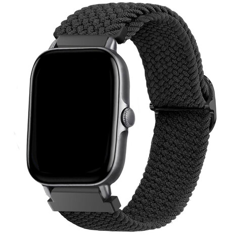 Strap-it® Strap-it Xiaomi Amazfit Bip verstellbares gewebtes Nylonarmband (Schwarz)