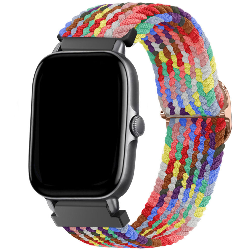Strap-it® Strap-it Xiaomi Amazfit Bip verstellbares gewebtes Nylonarmband (Bunt)