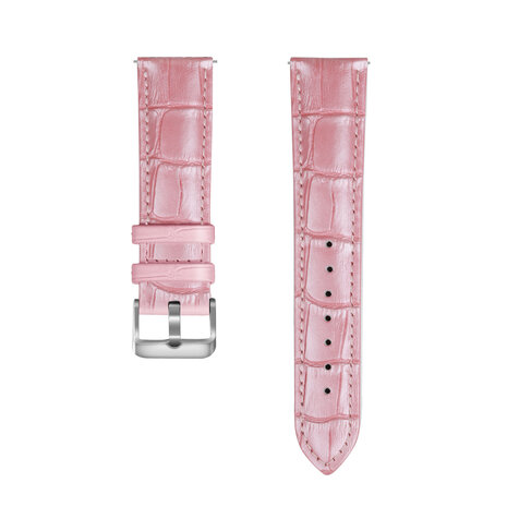 Strap-it® Strap-it Xiaomi Amazfit Bip Lederarmband mit Krokoprägung (Rosa)