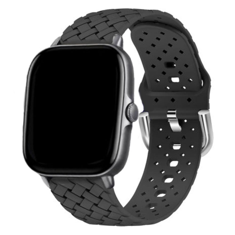 Strap-it® Strap-it Amazfit GTS 3 Geflochtenes Silikonarmband (Schwarz)