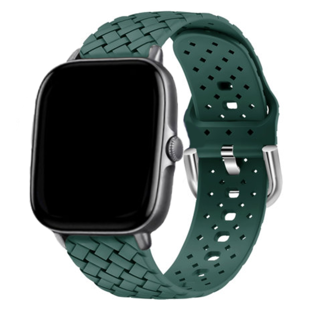 Strap-it® Strap-it Xiaomi Amazfit GTS Geflochtenes Silikonarmband (Dunkelgrün)