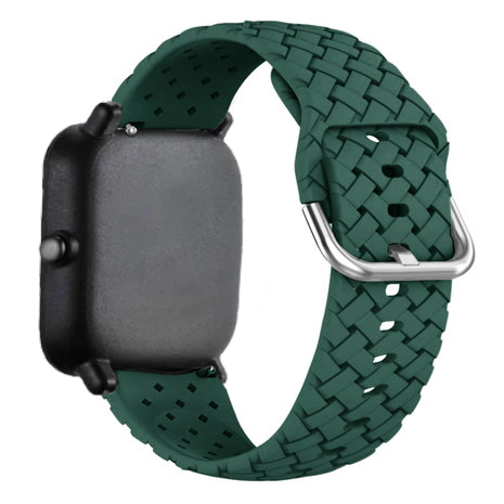 Strap-it® Strap-it Xiaomi Amazfit GTS Geflochtenes Silikonarmband (Dunkelgrün)