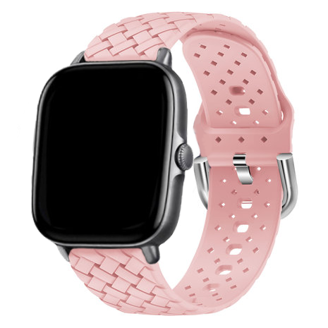 Strap-it® Strap-it Xiaomi Amazfit GTS Geflochtenes Silikonarmband (Rosa)