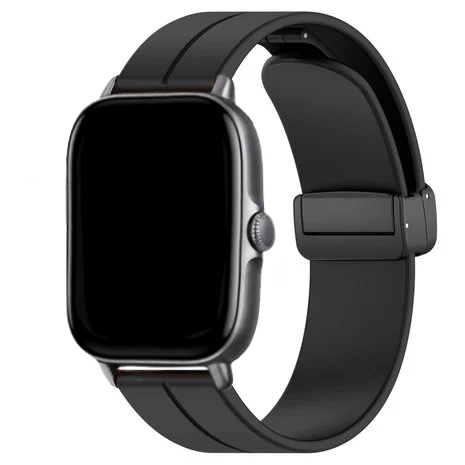 Strap-it® Strap-it Amazfit GTS 3 D-buckle Silikonarmband (Schwarz)