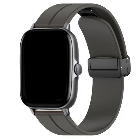 Strap-it® Strap-it Xiaomi Amazfit Bip D-buckle Silikonarmband (Dunkelgrau)