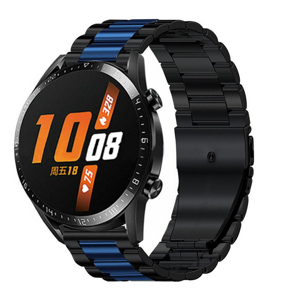 Strap-it® Strap-it Huawei Watch GT 2 46mm Stahlarmband (Schwarz/Blau) Strap-it® Strap-it Huawei Watch GT 2 46mm Stahlarmband (Schwarz/Blau)