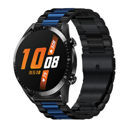 Strap-it® Huawei Watch GT 2 46mm Stahlarmband (Schwarz/Blau) Strap-it® Huawei Watch GT 2 46mm Stahlarmband (Schwarz/Blau)