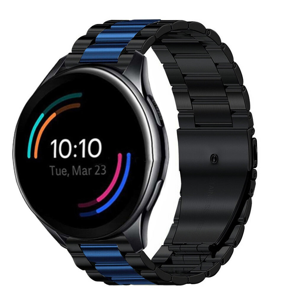 Strap-it® Strap-it OnePlus Watch Stahlarmband (Schwarz/Blau)