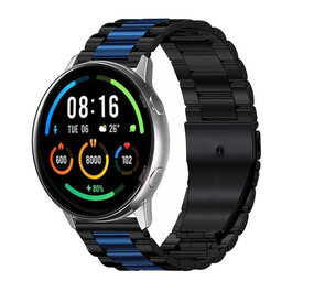 Strap-it® Xiaomi Mi Watch Stahlarmband (Schwarz/Blau) Strap-it® Xiaomi Mi Watch Stahlarmband (Schwarz/Blau)