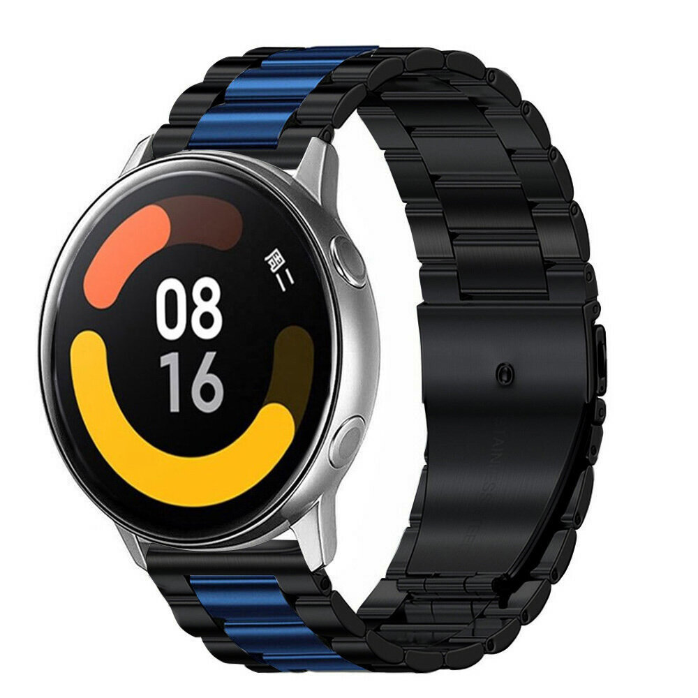 Strap-it® Strap-it Xiaomi Watch S1 Stahlarmband (Schwarz/Blau)
