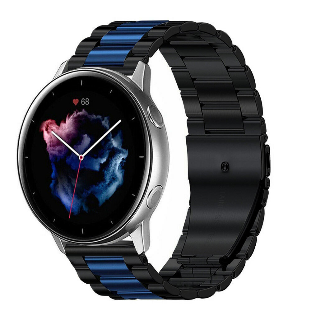 Strap-it® Strap-it Amazfit GTR 3 (Pro) Stahlarmband (Schwarz/Blau)