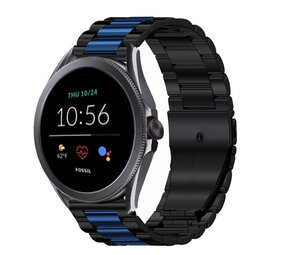 Strap-it® Fossil Gen 5e 44mm Stahlarmband (Schwarz/Blau) Strap-it® Fossil Gen 5e 44mm Stahlarmband (Schwarz/Blau)