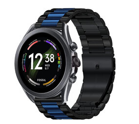 Strap-it® Fossil Gen 6 44mm Stahlarmband (Schwarz/Blau)