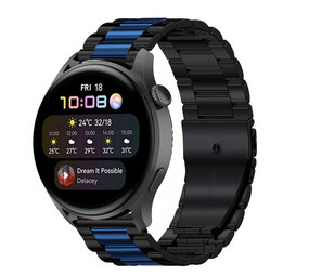 Strap-it® Huawei Watch 3 (Pro) Stahlarmband (Schwarz/Blau)