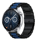 Strap-it® Strap-it Huawei Watch GT 3 46mm Stahlarmband (Schwarz/Blau)