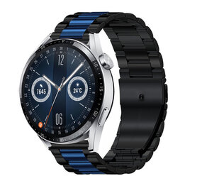 Strap-it® Huawei Watch GT 3 46mm Stahlarmband (Schwarz/Blau)