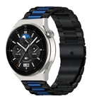 Strap-it® Strap-it Huawei Watch GT 3 Pro 46mm Stahlarmband (Schwarz/Blau)