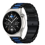Strap-it® Huawei Watch GT 3 Pro 46mm Stahlarmband (Schwarz/Blau)