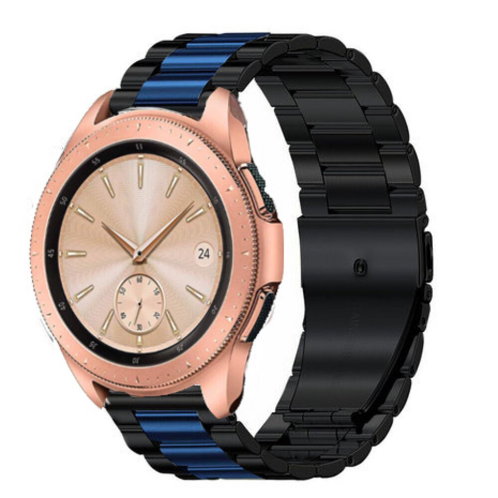 Strap-it® Strap-it Samsung Galaxy Watch 42mm Stahlarmband (Schwarz/Blau)