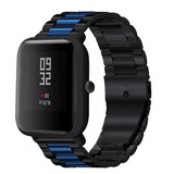 Strap-it® Xiaomi Amazfit Bip Stahlarmband (Schwarz/Blau)