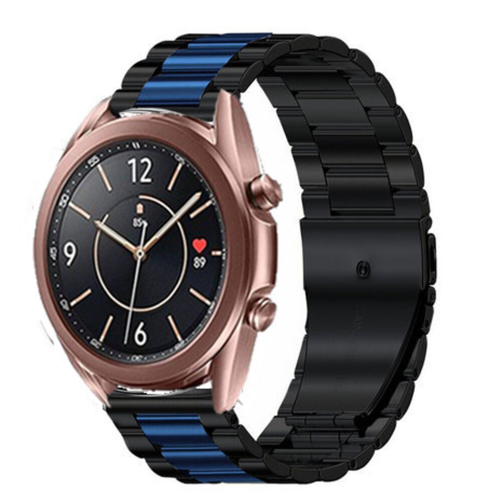 Strap-it® Strap-it Samsung Galaxy Watch 3 41mm Stahlarmband (Schwarz/Blau)