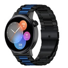 Strap-it® Strap-it Huawei Watch GT 3 42mm Stahlarmband (Schwarz/Blau)