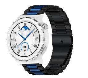 Strap-it® Huawei Watch GT 3 Pro 43mm Stahlarmband (Schwarz/Blau)