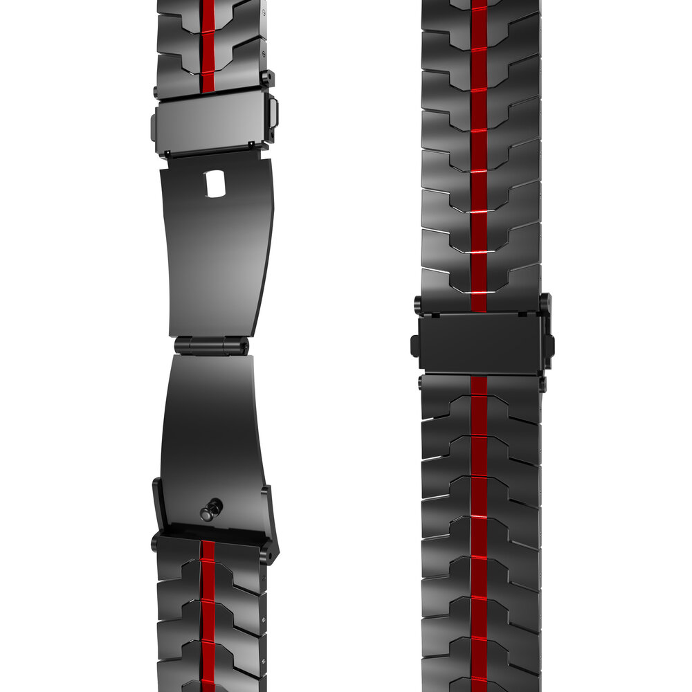 Strap-it® Strap-it Amazfit GTS 3 Stahl 'Iron' Armband (Schwarz/Rot) Strap-it® Strap-it Amazfit GTS 3 Stahl 'Iron' Armband (Schwarz/Rot)