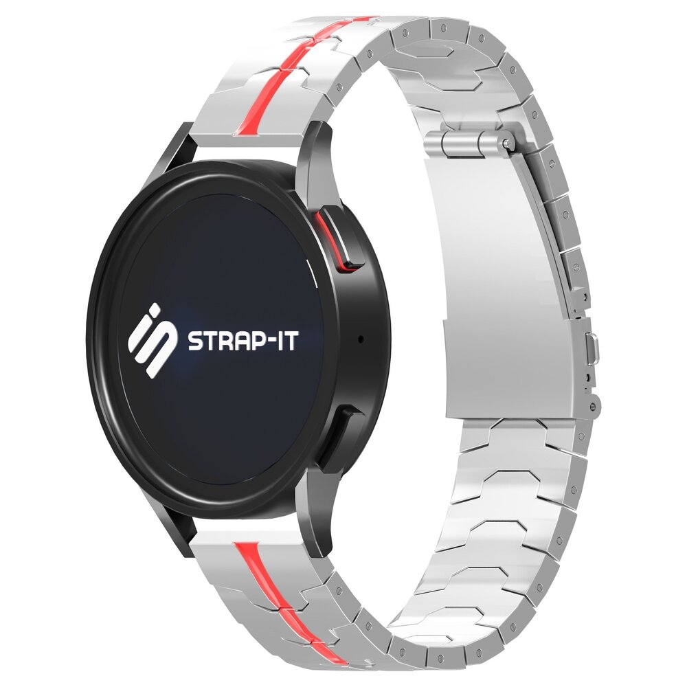 Strap-it® Strap-it Polar Ignite 2 Stahl 'Iron' Armband (Silber/Rot)