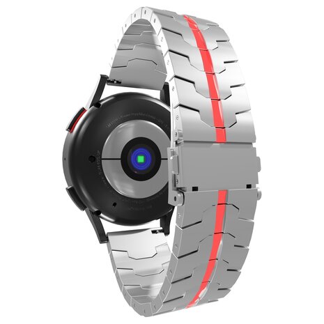 Strap-it® Strap-it Polar Pacer Stahl 'Iron' Armband (Silber/Rot)