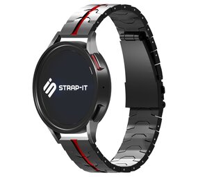 Strap-it® Samsung Galaxy Watch 3 41mm Stahl 'Iron' Armband (Schwarz/Rot) Strap-it® Samsung Galaxy Watch 3 41mm Stahl 'Iron' Armband (Schwarz/Rot)